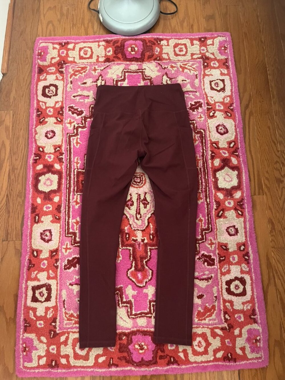Red Wine Maroon Burgundy High Waisted 7/8 Leggings with Side Pockets